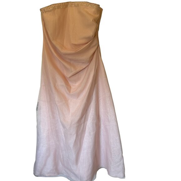 David's Bridal pale pink full-length strapless formal gown sz 22 - Picture 1 of 14